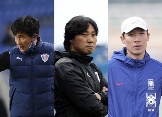 왼쪽부터 박건하, 최성용, 조용형 코치. /사진=대한축구협회(KFA) 제공