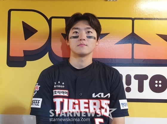 KIA 김도영이 29일 창원 NC전 승리 후 인터뷰를 하고 있다. /사진=양정웅 기자