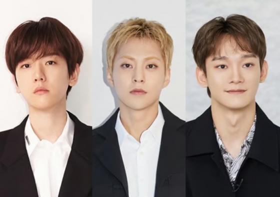 엑소 백현(왼쪽), 시우민, 첸 /사진제공=SM엔터테인먼트