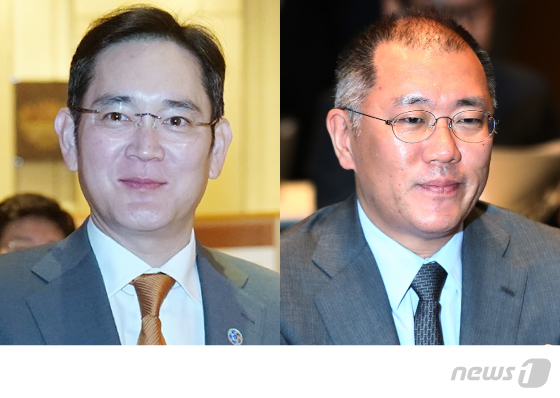 이재용 삼성전자 회장(왼쪽)과 정의선 현대차그룹 회장. /사진=뉴스1