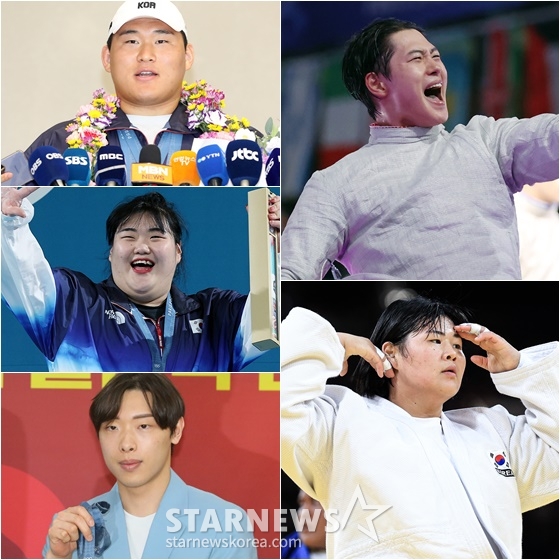 김민종(왼쪽위부터 시계방향), 오상욱, 김하윤, 박상원, 박혜정 /사진=뉴스1