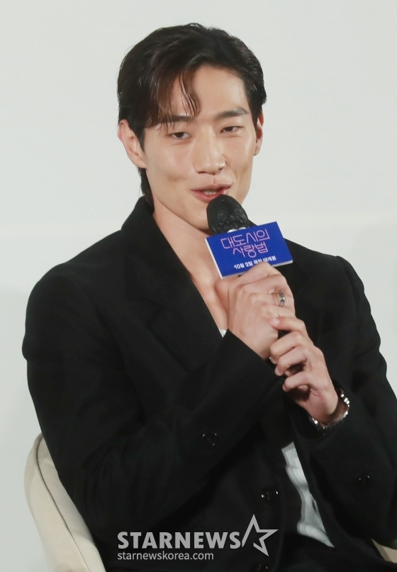 배우 노상현이 2일 오전 서울 메가박스 성수점에서 진행된 영화 '대도시의 사랑법'(감독 이언희) 제작발표회에 참석해 질문에 답하고 있다. 눈치보는 법이 없는 자유로운 영혼의 재희(김고은)와 세상과 거리두는 법에 익숙한 흥수(노상현)가 동거동락하며 펼치는 그들만의 사랑법을 그린 영화 '대도시의 사랑법'은 오는 10월 2일 개봉한다. /2024.09.02 /사진=이동훈