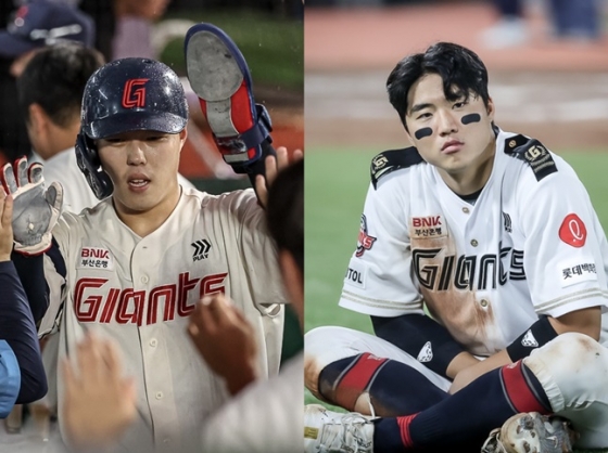 롯데 고승민(왼쪽)과 손성빈. /사진=롯데 자이언츠 제공