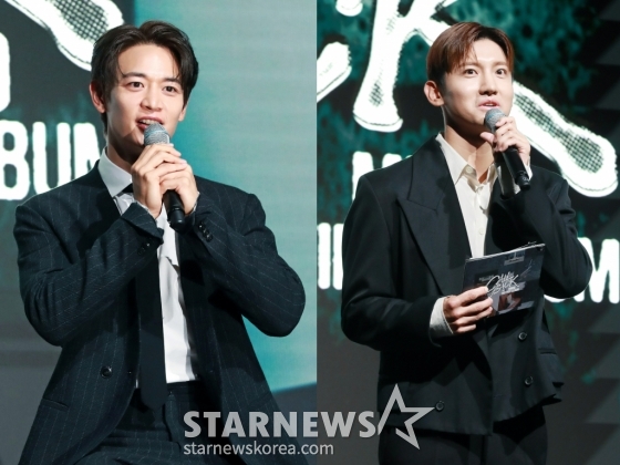 샤이니 민호가 4일 오전 서울 여의도 페어몬트 앰배서더 호텔에서 진행된 솔로 첫 정규 앨범 '콜 백'(CALL BACK) 발매 기자간담회에서 인사를 하고 있다. 이번 앨범에는 타이틀 곡 '콜 백'을 포함해 총 10곡으로 구성됐다. /2024.11.04 /사진=이동훈 photoguy@