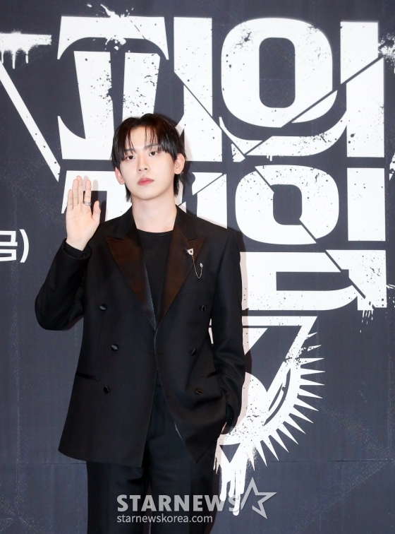 방송인 허성범이 12일 오후 서울 성동구 메가박스 성수에서 진행된 웨이브 오리지널 '피의 게임 시즌3' 제작발표회에 참석해 포즈를 취하고 있다. '피의 게임3'는 서바이벌 레전드들과 신예들이 지킬 것인가, 뺏을 것인가를 두고 벌이는 생존지능 서바이벌. 오는 15일 공개. 2024.11.12 /사진=김창현 chmt@