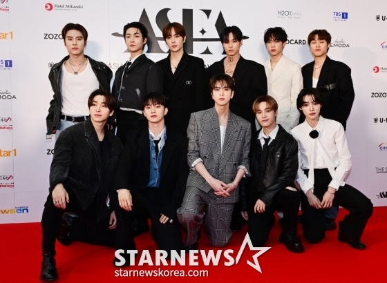 그룹 더보이즈가 10일 일본 요코하마 K-아레나에서 진행된 제1회 '아시아 스타 엔터테이너 어워즈 2024' 레드카펫행사에 참석해 포즈를 취하고 있다. /사진제공=ASEA조직위원회 2024.04.10 /사진=이동훈