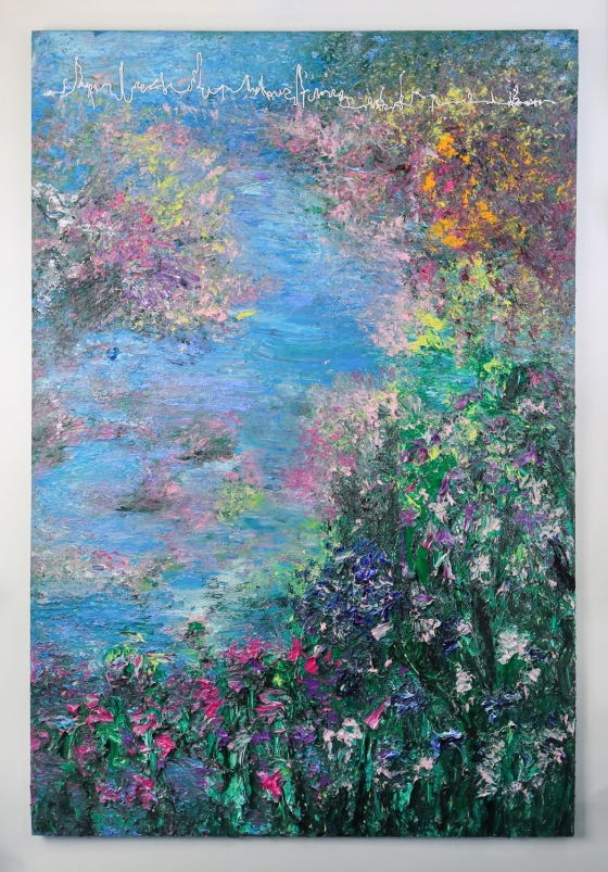 Humming Letter, 168.9x114.5cm, mixed media on canvas, 2025