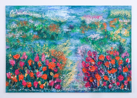 Humming Letter, 114.5x168.9cm, mixed media on canvas, 2025