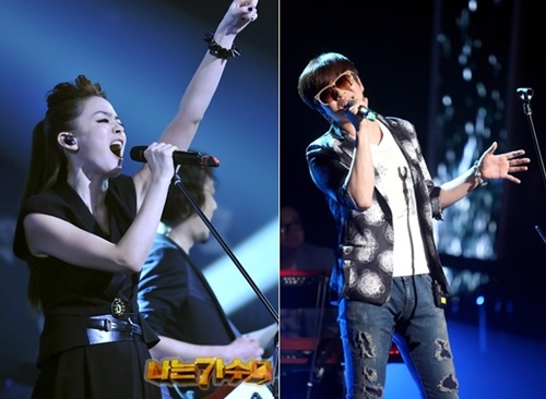 밴드 자우림의 김윤아(왼쪽)와 YB 윤도현