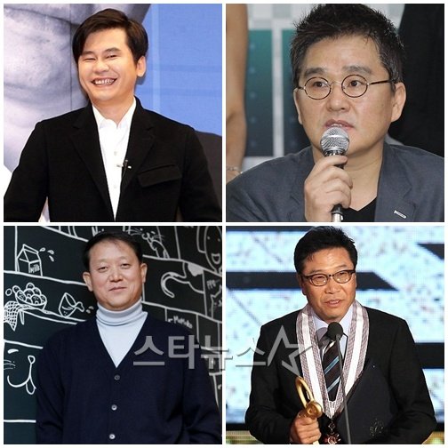 왼쪽위부터 시계방향으로 양현석, 홍승성, 이수만, 김광수