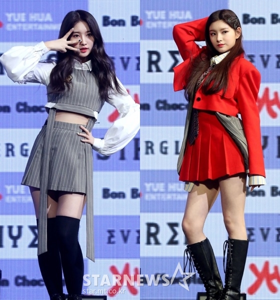 에버글로우 멤버 시현(왼쪽), 이런 /사진=홍봉진 기자