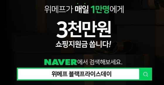 '위메프 블랙프라이스데이'를 검색하면, 쇼핑 지원금을 받을 수 있다./사진=위메프 홈페이지 캡처