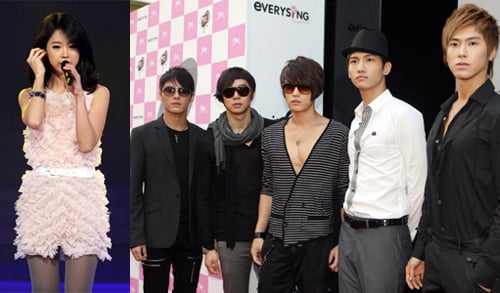 ↑백지영(왼쪽)과 동방신기