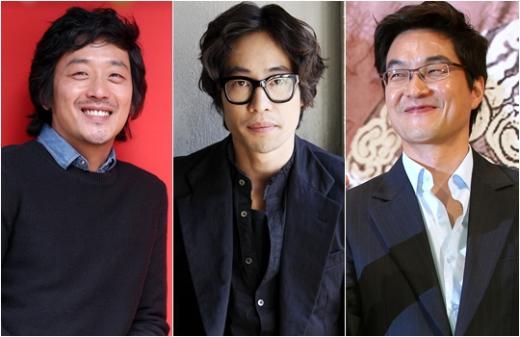 왼쪽부터 하정우,류승범,한석규. 류승완 감독 '베를린'에 투입된 배우들.