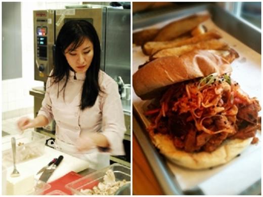 가수 이지연(왼쪽)과 그녀가 만들어 '2011년 최고의 요리 10'에 뽑힌 코리안 바비큐 샌드위치 ⓒ출처=이지연 미니홈피, 액세스 애틀랜타 홈페이지