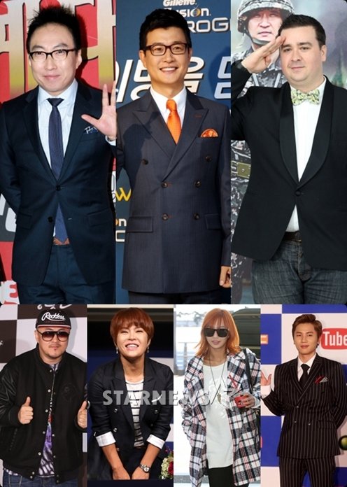 (왼쪽위부터 시계방향)박명수, 김성주, 샘해밍턴, 케이윌, 효린, 조혜련, 데프콘 / 사진=머니투데이 스타뉴스