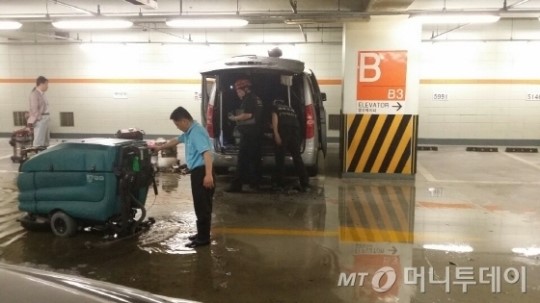 화재가 발생한 SK 그룹 본사 지하주차장. /사진=머니투데이