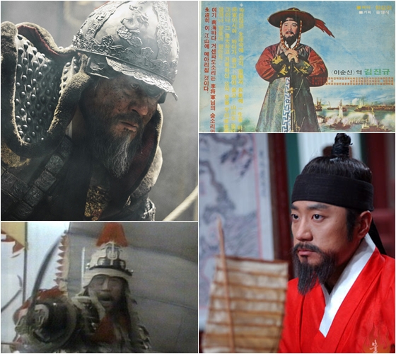 사진 왼쪽 위부터 시계방향으로 '명량'의 최민식, '난중일기'의 김진규, '불멸의 이순신'의 김명민, '조선왕조 500년-임진왜란'의 김무생 / 사진=스틸컷, 포스터, 화면 캡처