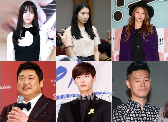 (위 왼쪽부터 시계방향으로) 크리스탈 박신혜 에일리 개리 이종석 김준현/사진=스타뉴스