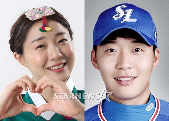 개그우먼 허민과 정인욱 선수 /사진=스타뉴스, 삼성라이온스