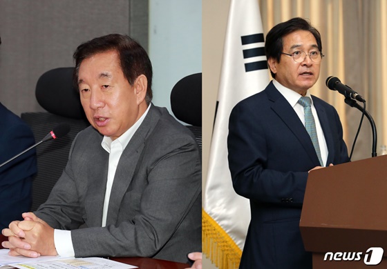 김성태 자유한국당 권한대행 겸 원내대표(왼), 심재철 국회부의장/사진=뉴스1