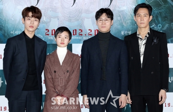 영화 '사바하'(감독 장재현)에 출연하는 배우 박정민, 이재인, 진선규, 이정재(왼쪽부터) /사진=이기범 기자