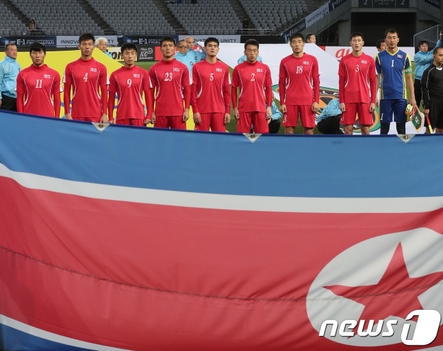 북한 남자 축구 대표팀. /사진=뉴스1