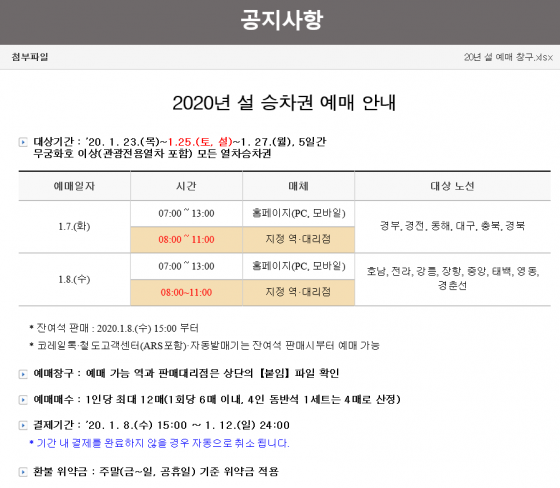 /사진=코레일 홈페이지