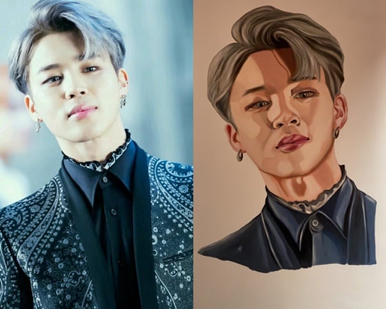 방탄소년단(BTS) 지민(왼쪽)과 사우디아라비아 벽화