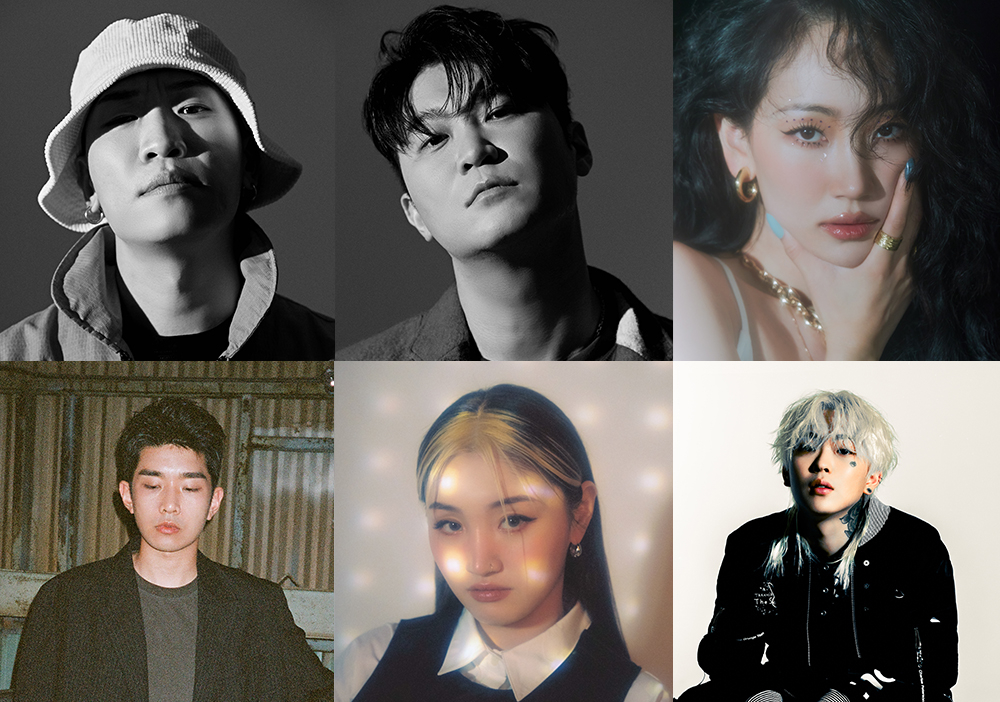 (왼쪽 상단부터 시계방향) 개코, 최자, 핫펠트, 허성현, 쏠, 따마 /사진제공=사랑의 달팽이