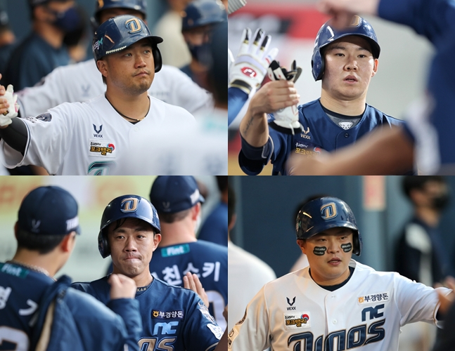 왼쪽 위부터 박석민, 박민우, 권희동, 이명기(시계방향). /사진=NC 다이노스