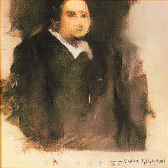 GAN (Generative Adversarial Network), '에드몽 벨라미의 초상(Portrait of Edmond Belamy)', 2018. 사진제공= Pamputt via Wikimedia Commons/Public Domain.