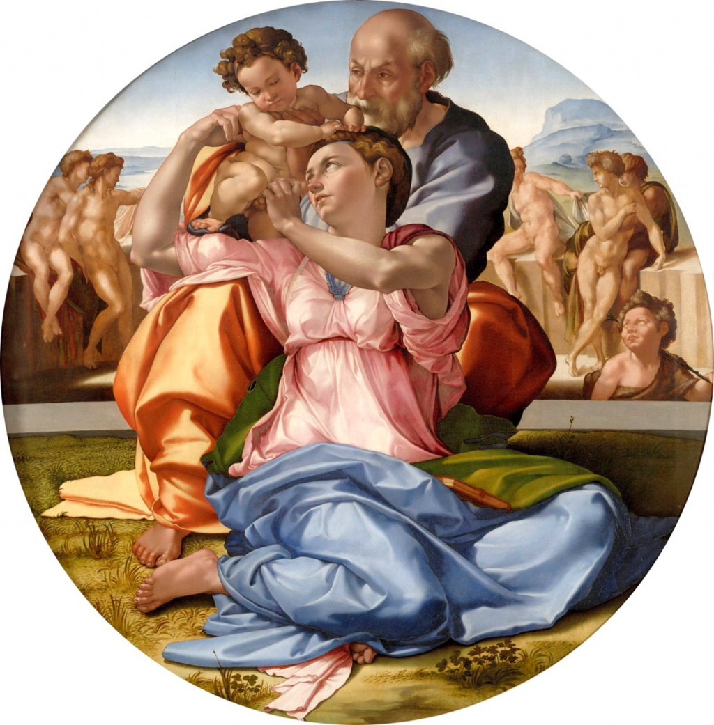 미켈란젤로(Michelangelo), '도니 톤도(Doni Tondo)', c. 1507. 사진제공= Alonso de Mendoza via Wikimedia Commons/Public Domain.
