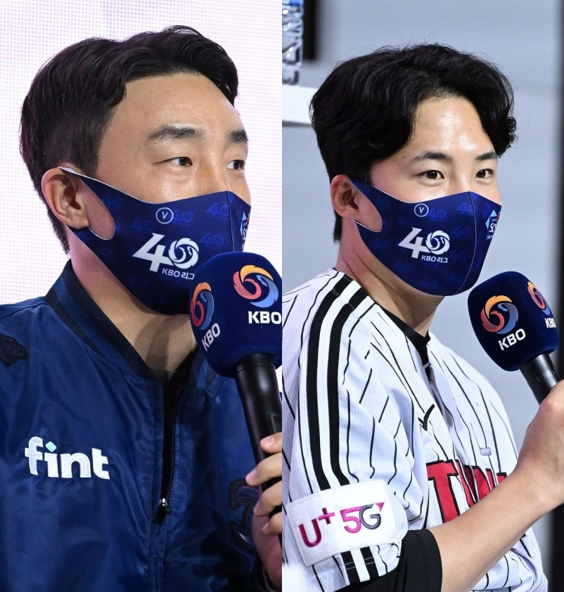 NC 손아섭(왼쪽)과 LG 임찬규. /사진=OSEN
