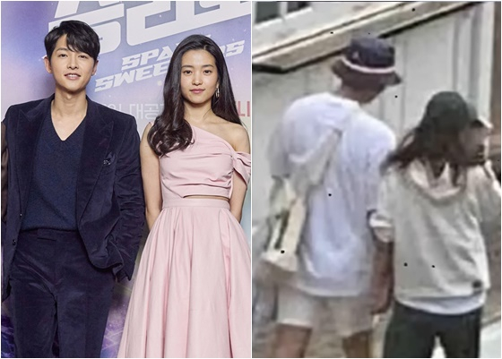 송중기 김태리, '승리호' 제작보고회(왼쪽) 현빈 손예진이 신혼여행 당시 찍힌 사진 /사진= 넷플릭스, 인터넷 커뮤니티