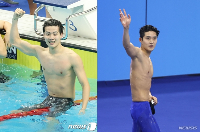 황선우(왼쪽)와 김우민. /사진=뉴스1, 뉴시스