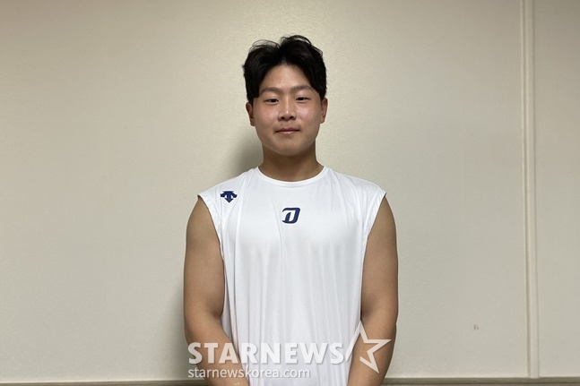 NC 신인 박인우가 마산야구장에서 스타뉴스와 인터뷰를 하고 있다. /사진=양정웅 기자