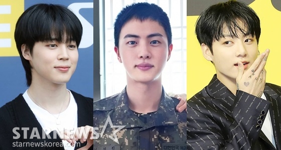 방탄소년단 지민, 진, 정국(왼쪽부터)