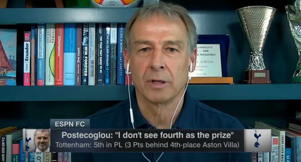 ESPN에 출연한 위르겐 클린스만. /사진=ESPN UK 유튜브 갈무리