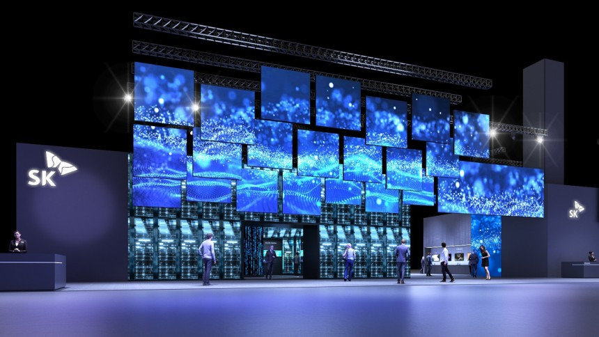CES2025 SK그룹 전시관의 입구인 '혁신의 문'(Innovation Gate)의 조감도/사진제공=SKT