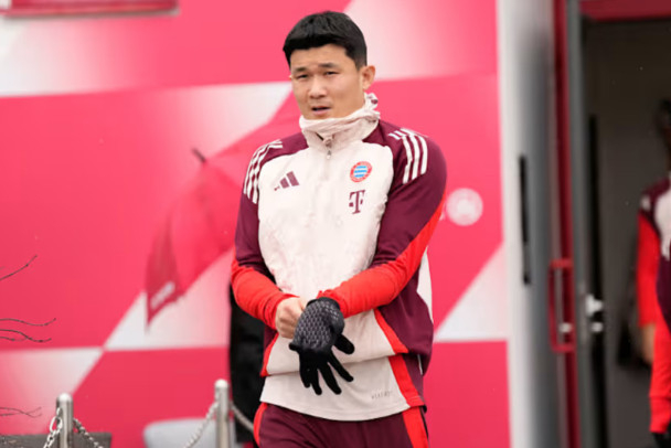 지난 28일 화요일 훈련에서 모습을 드러낸 김민재의 모습. /사진=바이에른 뮌헨 공식 홈페이지