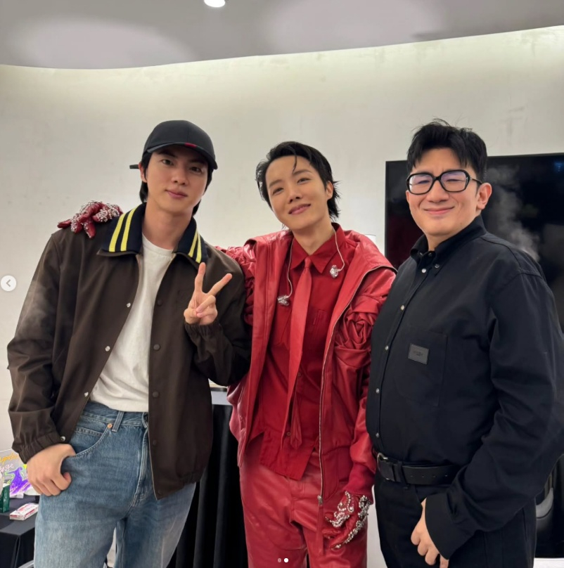 방탄소년단 진, 제이홉, 방시혁 의장 /사진=방시혁