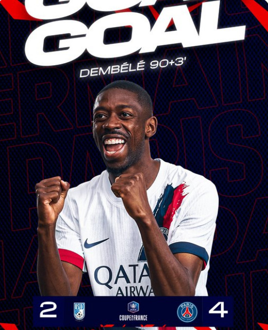 PSG 공격수 우스만 뎀벨레. /사진=PSG 공식 SNS 갈무리