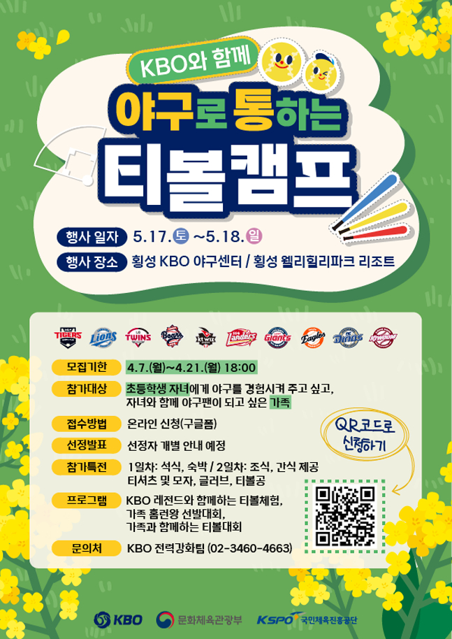 KBO가 5월 17일과 18일 어린이들에게 야구에 대한 흥미를 키워주기 위한 티볼캠프를 진행한다. /사진=KBO 제공