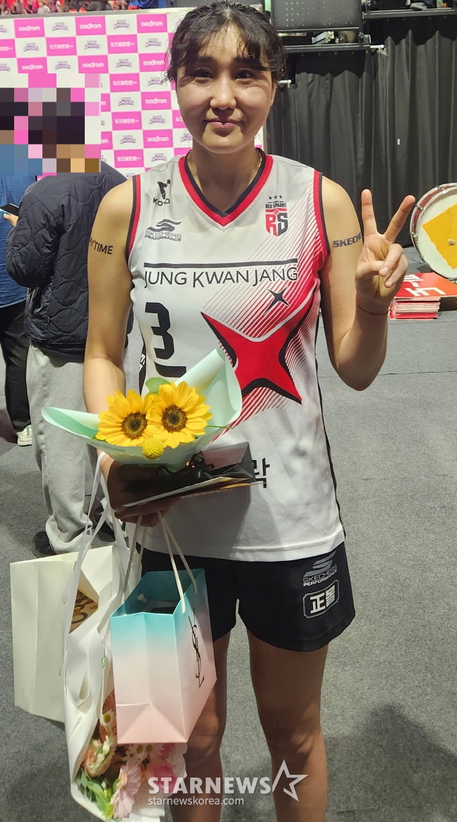 정관장 주장 염혜선이 8일 챔프전을 준우승으로 마친 뒤 스타뉴스와 만나 인터뷰를 하고 있다. /사진=안호근 기자