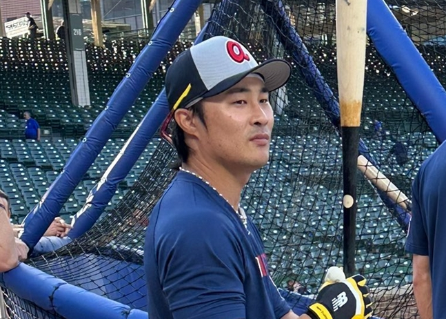 애틀랜타 합류 후 타격훈련을 하고 있는 김하성. /사진=데이비드 오브라이언 기자 SNS