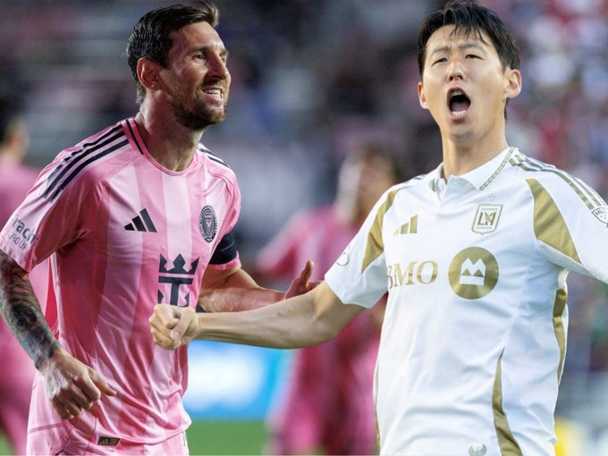로스앤젤레스(LA)FC 손흥민(오른쪽)과 인터 마이애미 리오넬 메시. /사진=올레 SNS 캡처