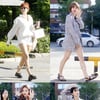 소유·다현·채영·기희현, 핫팬츠로 '뮤뱅' 출근길 섹시하게