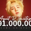 방탄소년단 슈가 어거스트 디 'Agust D' 스포티파이 1억 9000만..빛나는 인기