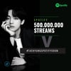 방탄소년단 뷔, 스포티파이 개인 페이지 수록곡 5억 스트리밍..'Record Setter V'